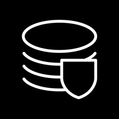 Poster - Simple protect of database. Linear, thin outline. White icon on