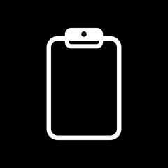 Poster - Tablet with paper. White icon on black background. Inversion