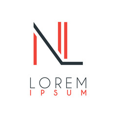 The logo between the letter N and letter L or NL with a certain distance and connected by orange and gray color