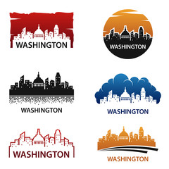 Wall Mural - Washington City Skyline Landscape Logo Template