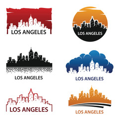 Wall Mural - Los Angeles City Skyline Landscape Logo Template