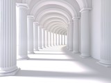 Fototapeta Perspektywa 3d - Long corridor interior. 3D Rendering. illustration