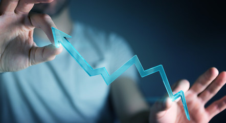 Aufkleber - Businessman using digital modern arrow 3D rendering