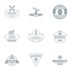 Poster - Mechanical gear logo set. Simple set of 9 mechanical gear vector logo for web isolated on white background