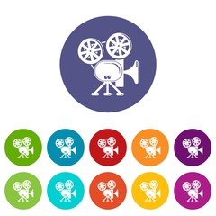 Poster - Video camera icons color set vector for any web design on white background