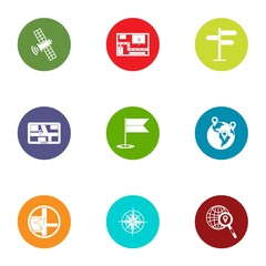 Poster - Satellite interference icons set. Flat set of 9 satellite interference vector icons for web isolated on white background