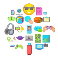 Poster - Cloud database icons set. Cartoon set of 25 cloud database vector icons for web isolated on white background