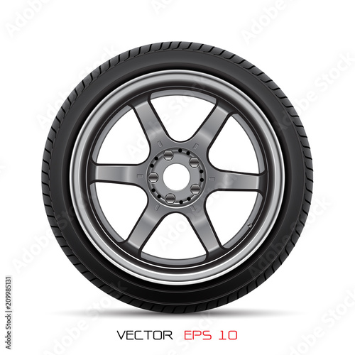 Fotomural Aluminum wheel car tire style racing on white background vector illustration