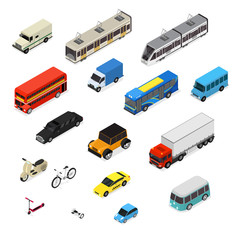 Poster - Transport Car 3d Icons Set Isometric View. Vector