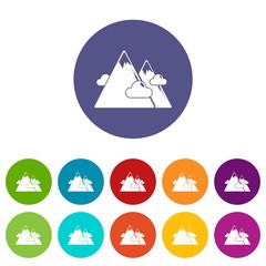 Wall Mural - Mountains icons color set vector for any web design on white background