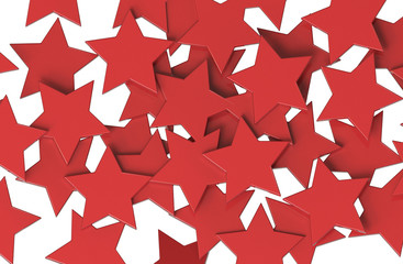 Fototapete - RED Stars pattern isolated on white background. 3D rendering.