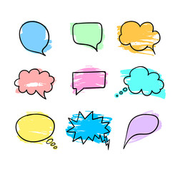 Wall Mural - vector speech bubbles collection, grunge colorful illustration.