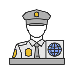 Sticker - Passport control officer color icon