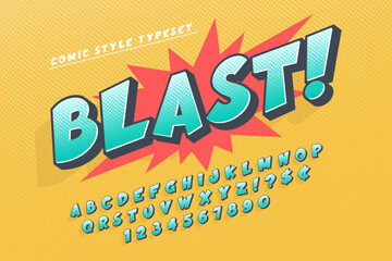Poster - trendy 3d comical font design, colorful alphabet