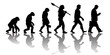 Theory of evolution of man. Silhouette with reflection.