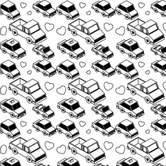 Poster - set cars isometric pattern background vector illustration design