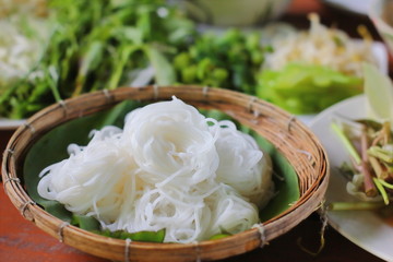 Poster - White thai rice flour noodle or rice vermicelli