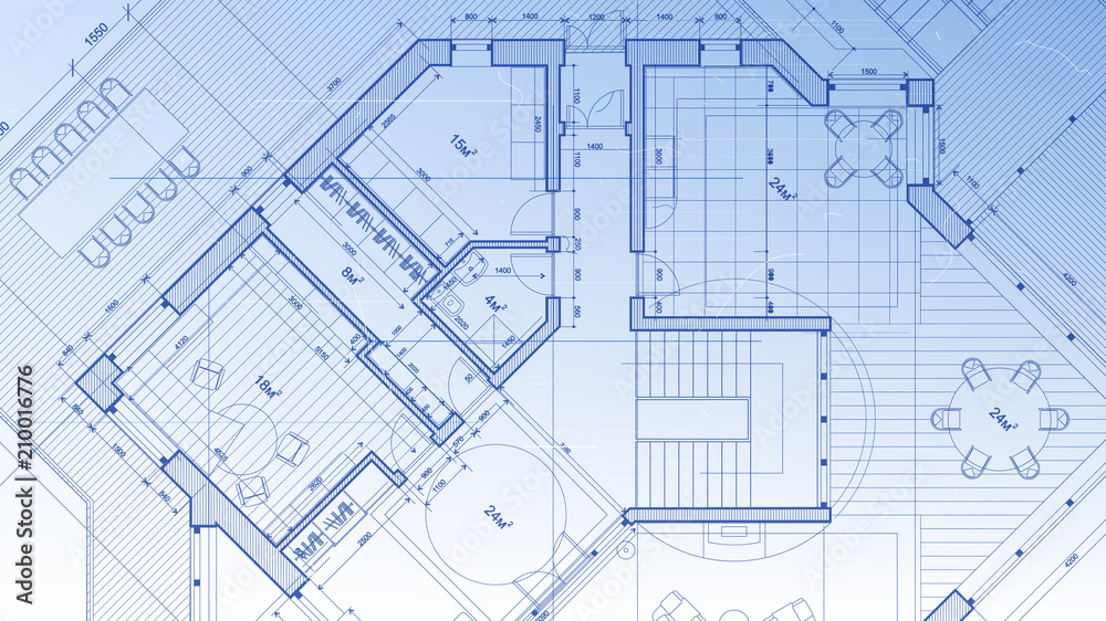 architectural blueprint - the architectural plan of a modern ...