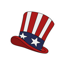 Uncle Sam Hat. Isolated On White Background. Vector Illustration.