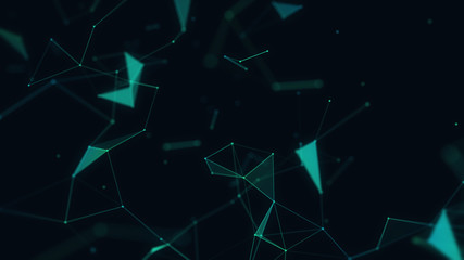 Poster - abstract 3d technology futuristic geometrical and science neon background. plexus digital wallpaper.