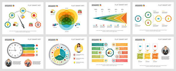 colorful analysis or banking concept infographic charts set. business design elements for presentati