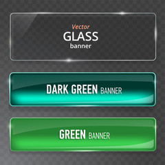 Wall Mural - glass plates set. vector glass banners on transparent background.