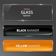 Wall Mural - glass plates set. vector glass banners on transparent background.