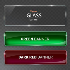 Wall Mural - glass plates set. vector glass banners on transparent background.