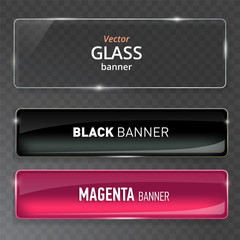 Wall Mural - glass plates set. vector glass banners on transparent background.