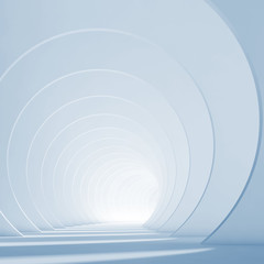 Abstract blue white interior. Minimal 3 d