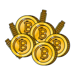 bitcoins coins commerce technology vector illustration design