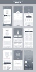 Wall Mural - wireframe kit for mobile phone. mobile app ui, ux design. new profile screens: home, feed, about, ph