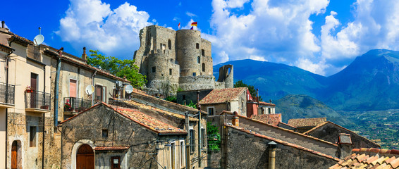 Sticker - Medieval villages of Italy - scenic Morano Calabro . view with castle. Calabria