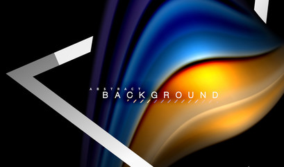 Rainbow fluid colors wave and metallic geometric shape