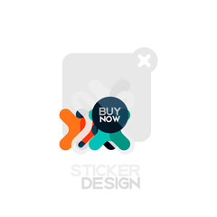 Flat design cross shape geometric sticker icon, paper style design with buy now sample text, for business or web presentation, app or interface buttons