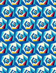 Poster - seamless pattern from geometric shapes. optical illusion of motion.