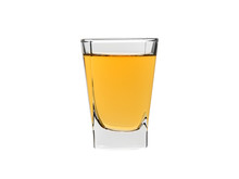 shot glass of strong alcohol whisky isolated on white bakcground