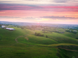 Wall Mural - A beautiful sunset in the hills