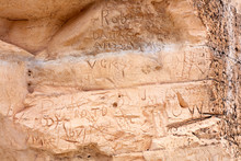 Graffiti Carved Into The Limestone At Castle Rock