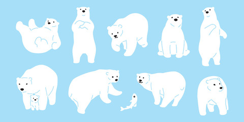 Wall Mural - bear vector polar bear icon logo illustration character doodle white