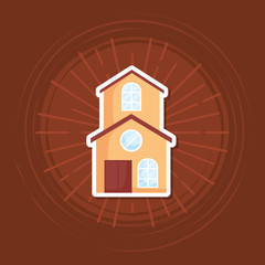 moder house icon over brown background, colorful design. vector illustration