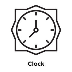 Wall Mural - Clock icon vector sign and symbol isolated on white background, Clock logo concept