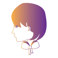 woman profile with decorative bow over white background, vector illustration