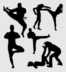 Wall Mural - Martial art extreme sport silhouette