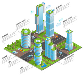 Poster - Isometric Futuristic Skyscrapers Infographics