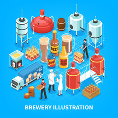 Sticker - Brewery Isometric Composition