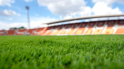 soccer field,football field , green grass background texture on the athletic stadium