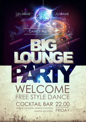 Wall Mural - disco ball background. disco big lounge party poster on open space background