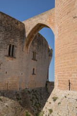 Wall Mural - Old fortified castle high above Palma in Majorca