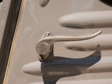 Detail On Handle Of A Door Of An Oldtimer Pickup Truck